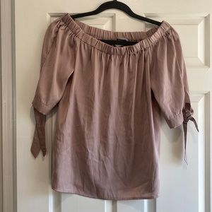 Silk off the shoulder top. Rose colored. Size S